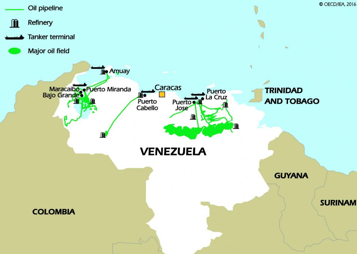 венесуэл газрын тосны нөөцтэй газрын зураг